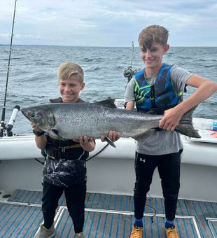 Young Anglers with their Salmon Trophy - Mexico, NY.