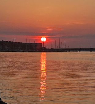 Beautiful sunset over the marina waters.