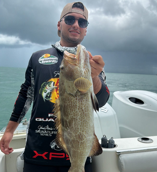 Miami Beach black grouper caught with heavy tackle!
