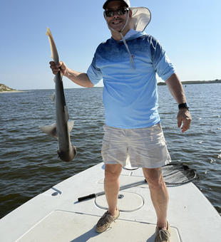 Reeling in a Bonnethead Shark on a crystal clear day in Cedar Point!