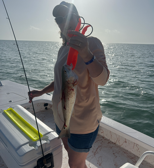 Hooked a feisty Redfish while deep sea jigging in perfect conditions!