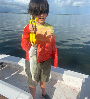 Nice speckled trout using deep sea jigging and light tackle techniques!