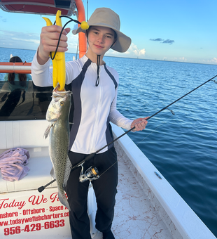 Nice speckled trout using deep sea jigging and light tackle techniques!
