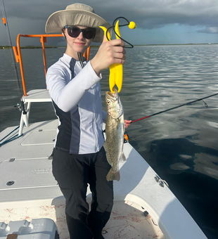 Nice speckled trout caught using deep sea jigging and light tackle at South Padre Island!
