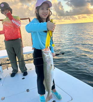 Nice speckled trout on light tackle! Deep sea jigging paid off today.