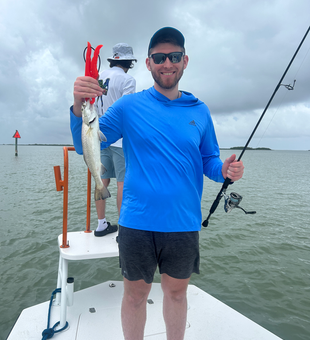 Spotted weakfish caught on a day of deep sea jigging and light tackle drift fishing with strong storms in the forecast.