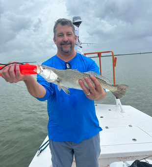Reeled in a big spotted weakfish off the Texas coast using deep sea jigging techniques!