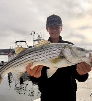 Beautiful Portsmouth NH striped bass on the water!