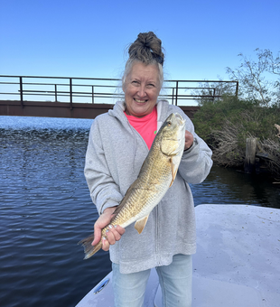 Beautiful Matagorda Bay redfish caught on the deck!
