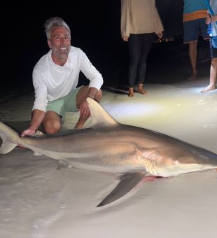 6 and a half foot black tip shark
They are very rare this size! 
Awesome catch