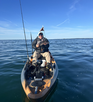 Great day on the water with light tackle! Newport's blue waters delivered some exciting action.