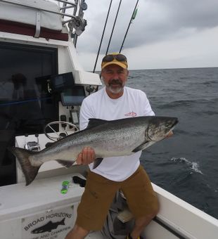 Massive King Salmon landed aboard Broad Horizons!