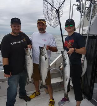 Awesome triple catch of Lake Ontario Salmon!