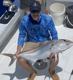 Solid jack crevalle catch on offshore fishing charter