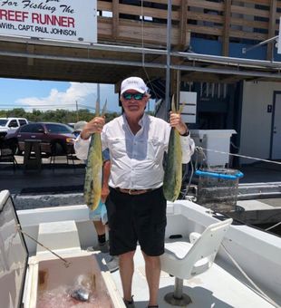 Bright mahi-mahi catch on offshore fishing charter