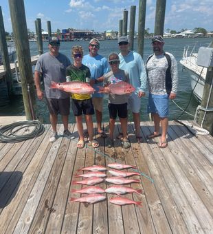 Epic Gulf Shores fishing day with a pile of Red Snapper!