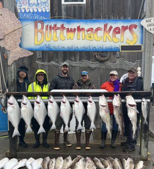 Group photo with catches out here in Homer, Alaska