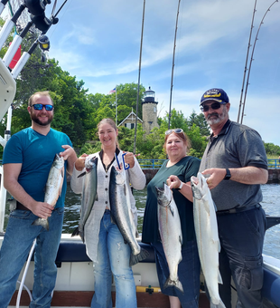 Reeling in Salmon memories on Lake Michigan.