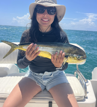 Hooked a feisty Mahi Mahi while deep sea fishing in Palm Beach Shores!