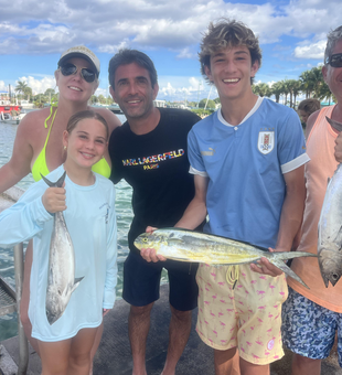 Great day on the water! Mahi mahi and little tunny using deep sea jigging and trolling techniques.