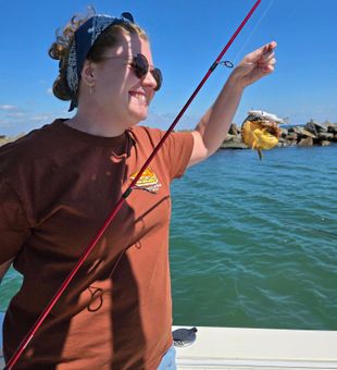 Fun catch with Pufferfish on Murrells Inlet fishing charter