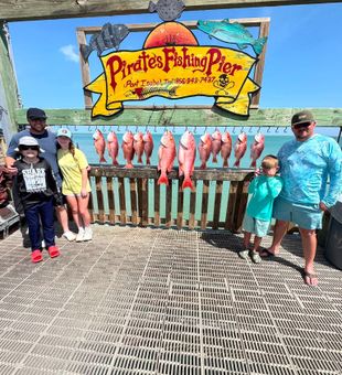 Red snapper success at Port Isabel's Pirates Fishing Pier!