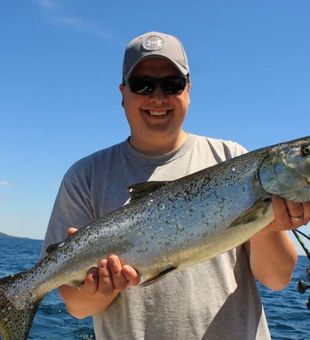 Caught  a good-sized Salmon in Lake Michigan