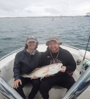 Freshly landed redfish during a private fishing charter Port Canaveral, one of many species guests target throughout the year