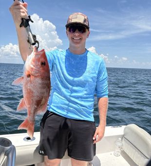Solid red snapper on an offshore fishing trip