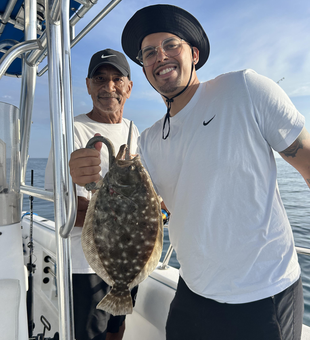 Reeled in a feisty Southern Flounder while deep sea fishing in Port Orange!