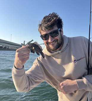 Reeling in the catch of the day.