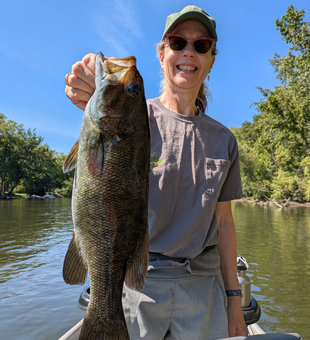 Beautiful Lake Michigan smallmouth bass caught on the water!