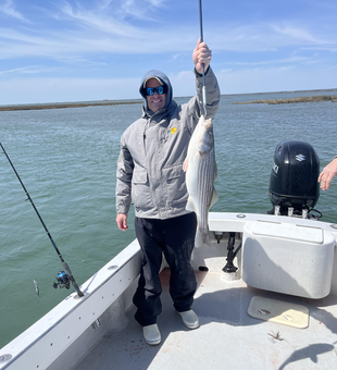 Hooked a big striped bass in Atlantic City!