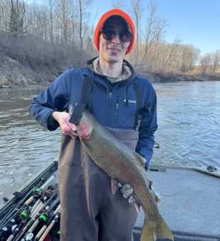 Vibrant rainbow trout river catch