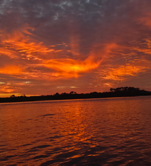 Perfect evening light over Daytona Beach fishing waters.