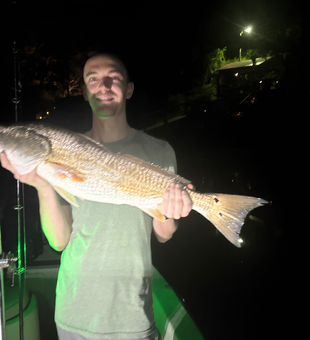 Charleston redfish brought to the boat on light tackle!