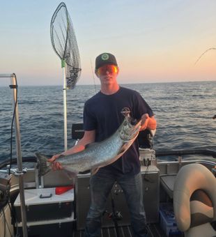 Young Angler and his Salmon Catch - Lake Erie, Michigan