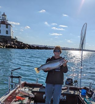 Making waves and catching fish on Lake Erie.