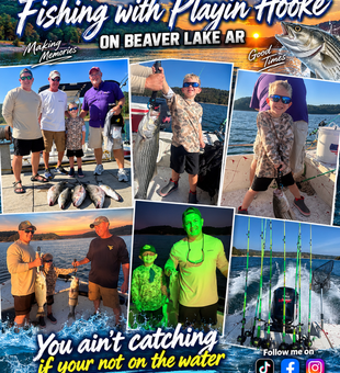 Beaver Lake striped bass action under clear skies!