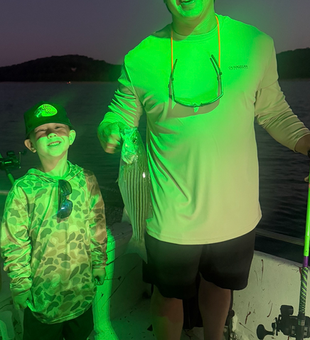 Beautiful Beaver Lake striped bass caught after dark!