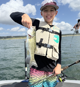 Hooked this feisty Guadalupe Bass on the fly near Lago Vista!