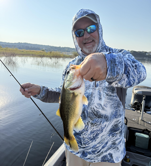 Nice largemouth bass caught with light tackle on calm water!