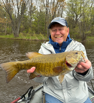 Michigan smallmouth bass caught on fly fishing gear!