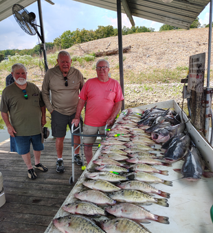 Blasted today with white crappie using jigging and bait casting techniques!
