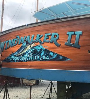 Windwalker II showcases Atlantic Sailfish artwork in Destin.