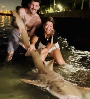 Miami Beach shoreline fishing charters with sharks and tarpons