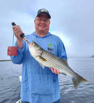 Light tackle triumph: Reeling in a striped bass in New Bern!