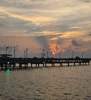 Perfect evening setup for light tackle fishing at Conn Brown Harbor. Clearing skies make for exciting adventure.