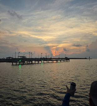 Perfect evening for light tackle drift fishing from the pier. Weather clearing up for an exciting fishing adventure!