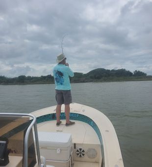 Fish On and Grey Skies - Galveston, TX.